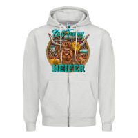 Dove Grey Highland Heifer Western Zipper Hoodie - RanaPortraitStore
