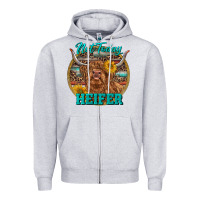 Heather Grey Highland Heifer Western Zipper Hoodie - RanaPortraitStore