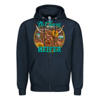 Navy Highland Heifer Western Zipper Hoodie - RanaPortraitStore