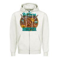 Oatmeal Heather Highland Heifer Western Zipper Hoodie - RanaPortraitStore
