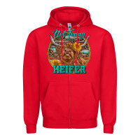 Red Highland Heifer Western Zipper Hoodie - RanaPortraitStore