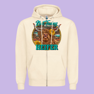 Highland Heifer Western Zipper Hoodie Designed By Ranaportraitstore