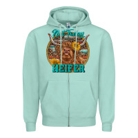 Seafoam Highland Heifer Western Zipper Hoodie - RanaPortraitStore