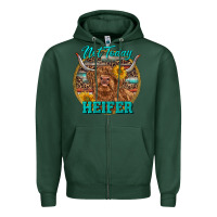 Sports Green Highland Heifer Western Zipper Hoodie - RanaPortraitStore