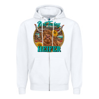 White Highland Heifer Western Zipper Hoodie - RanaPortraitStore