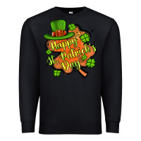 Black happy st patrick s day shamrock Premium Sweatshirt - Artiststas