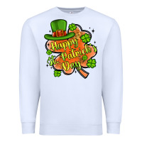 White happy st patrick s day shamrock Premium Sweatshirt - Artiststas