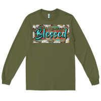 Army Green Blessed With Daisy And Leopard Long Sleeve Tee - RanaPortraitStore