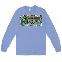 Colony Blue Blessed With Daisy And Leopard Long Sleeve Tee - RanaPortraitStore