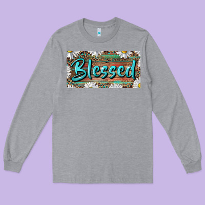 Long Sleeve Tee Blessed With Daisy And Leopard