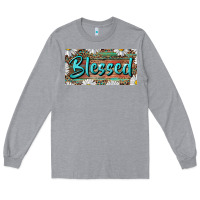 Heather Grey Blessed With Daisy And Leopard Long Sleeve Tee - RanaPortraitStore