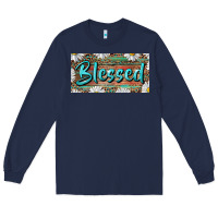 Navy Blessed With Daisy And Leopard Long Sleeve Tee - RanaPortraitStore