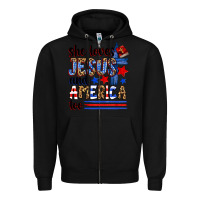 Black she loves jesus and america too Zipper Hoodie - Zillion Design Studio