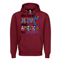 Burgundy she loves jesus and america too Zipper Hoodie - Zillion Design Studio