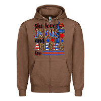 Chestnut she loves jesus and america too Zipper Hoodie - Zillion Design Studio