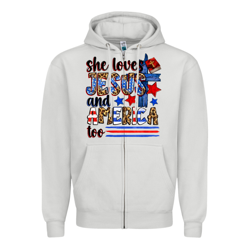 She Loves Jesus And America Too Zipper Hoodie by Zillion Design Studio | Teevron