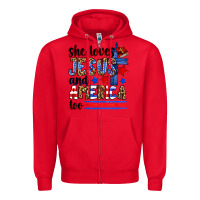 Red she loves jesus and america too Zipper Hoodie - Zillion Design Studio