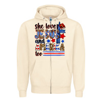 Sandshell she loves jesus and america too Zipper Hoodie - Zillion Design Studio