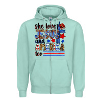 Seafoam she loves jesus and america too Zipper Hoodie - Zillion Design Studio