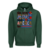 Sports Green she loves jesus and america too Zipper Hoodie - Zillion Design Studio