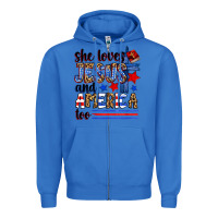 True Royal she loves jesus and america too Zipper Hoodie - Zillion Design Studio