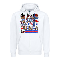 White she loves jesus and america too Zipper Hoodie - Zillion Design Studio