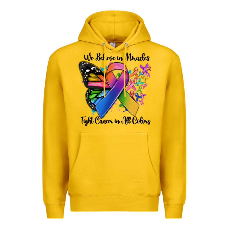 We Believe In Miracles Fight Cancer In All Colors Premium Hoodie by MaliasSmallBusiness | Teevron