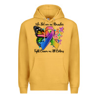 Mustard we believe in miracles fight cancer in all colors Premium Hoodie - MaliasSmallBusiness