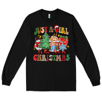 Black just a girl who loves christmas Long Sleeve Tee - Zillion Design Studio