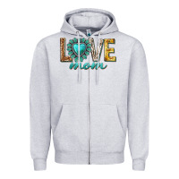 Heather Grey love mom western Zipper Hoodie - texasbilliewilder