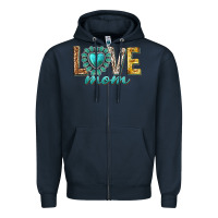 Navy love mom western Zipper Hoodie - texasbilliewilder