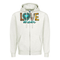 Oatmeal Heather love mom western Zipper Hoodie - texasbilliewilder