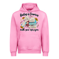 Fuchsia Pink reading is dreaming with your eyes open Urban Hoodie - MaliasSmallBusiness