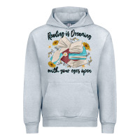 Heather Grey reading is dreaming with your eyes open Urban Hoodie - MaliasSmallBusiness