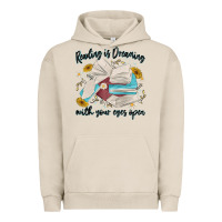 Pigment French Oak reading is dreaming with your eyes open Urban Hoodie - MaliasSmallBusiness