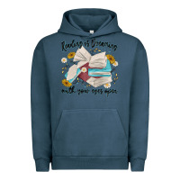 Pigment Midnight Navy reading is dreaming with your eyes open Urban Hoodie - MaliasSmallBusiness
