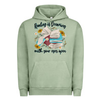 Pigment Oil Green reading is dreaming with your eyes open Urban Hoodie - MaliasSmallBusiness