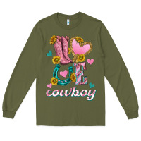 Army Green love western cowboy Long Sleeve Tee - texasbilliewilder