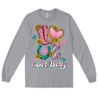 Heather Grey love western cowboy Long Sleeve Tee - texasbilliewilder