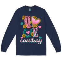 Navy love western cowboy Long Sleeve Tee - texasbilliewilder