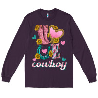 Plum love western cowboy Long Sleeve Tee - texasbilliewilder