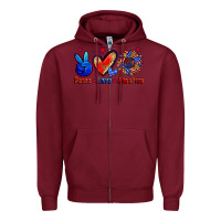 Burgundy peace love america Zipper Hoodie - Zillion Design Studio