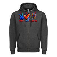Charcoal Heather peace love america Zipper Hoodie - Zillion Design Studio