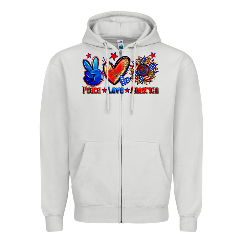 Peace Love America Zipper Hoodie by Zillion Design Studio | Teevron