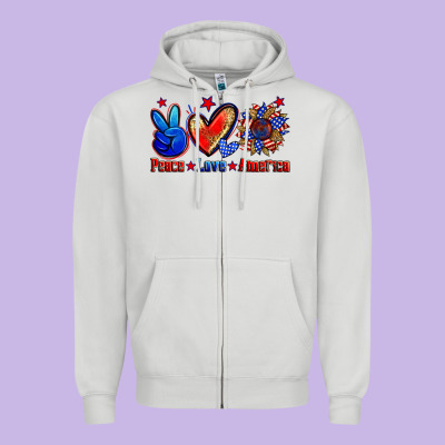 Peace Love America Zipper Hoodie Designed By Zillion Design Studio