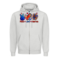 Dove Grey peace love america Zipper Hoodie - Zillion Design Studio
