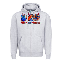 Heather Grey peace love america Zipper Hoodie - Zillion Design Studio