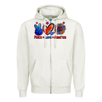 Oatmeal Heather peace love america Zipper Hoodie - Zillion Design Studio