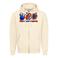 Sandshell peace love america Zipper Hoodie - Zillion Design Studio