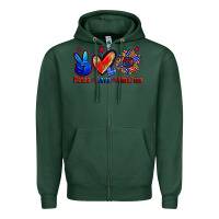 Sports Green peace love america Zipper Hoodie - Zillion Design Studio